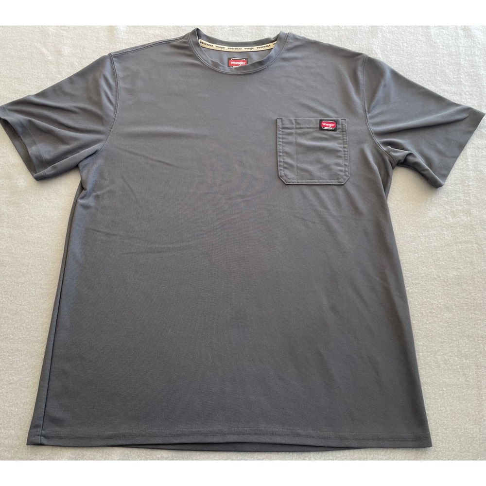 Wrangler Workwear Mens Gray Pocket T-Shirt‎ Performance Recycled Poly WW65042 L